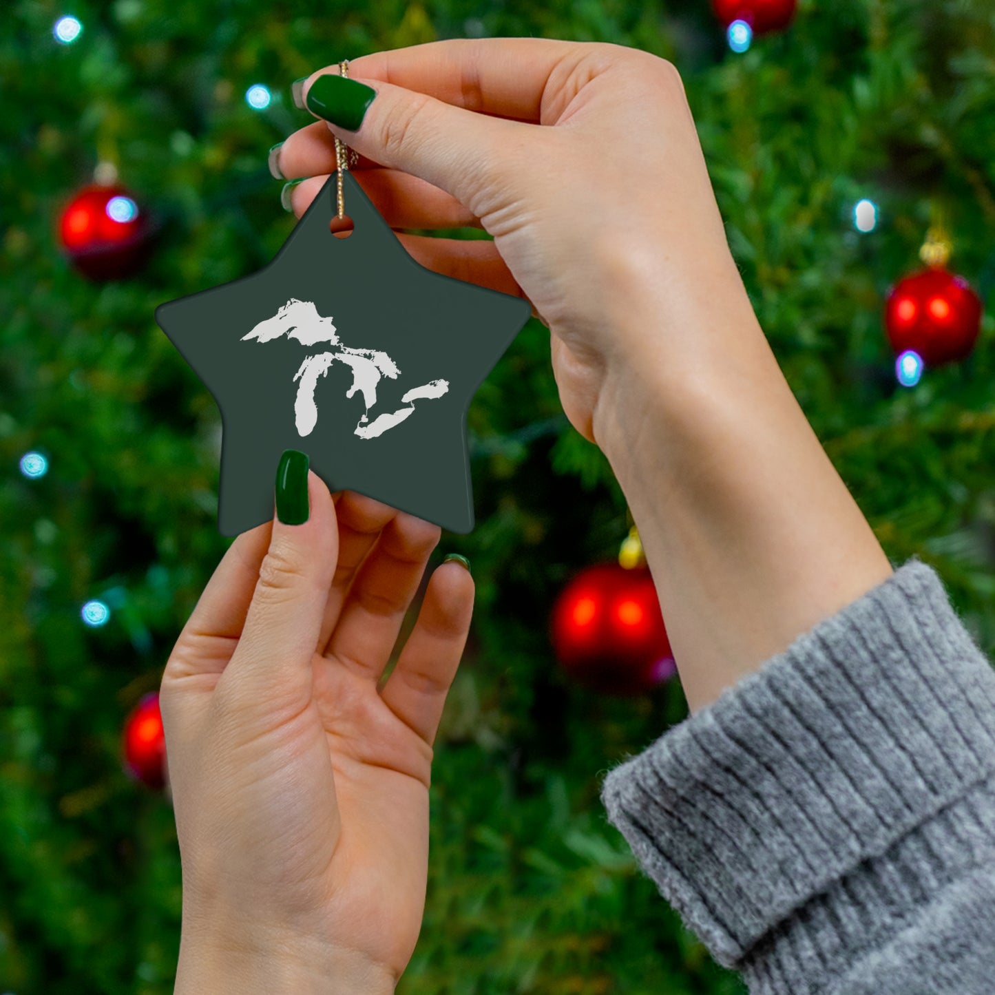 Great Lakes Christmas Ornament (Laconic Green) | Ceramic - 4 Shapes