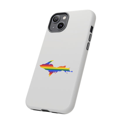 Michigan Upper Peninsula Tough Phone Case (Birch Bark White w/ UP Pride Flag Outline) | Apple iPhone