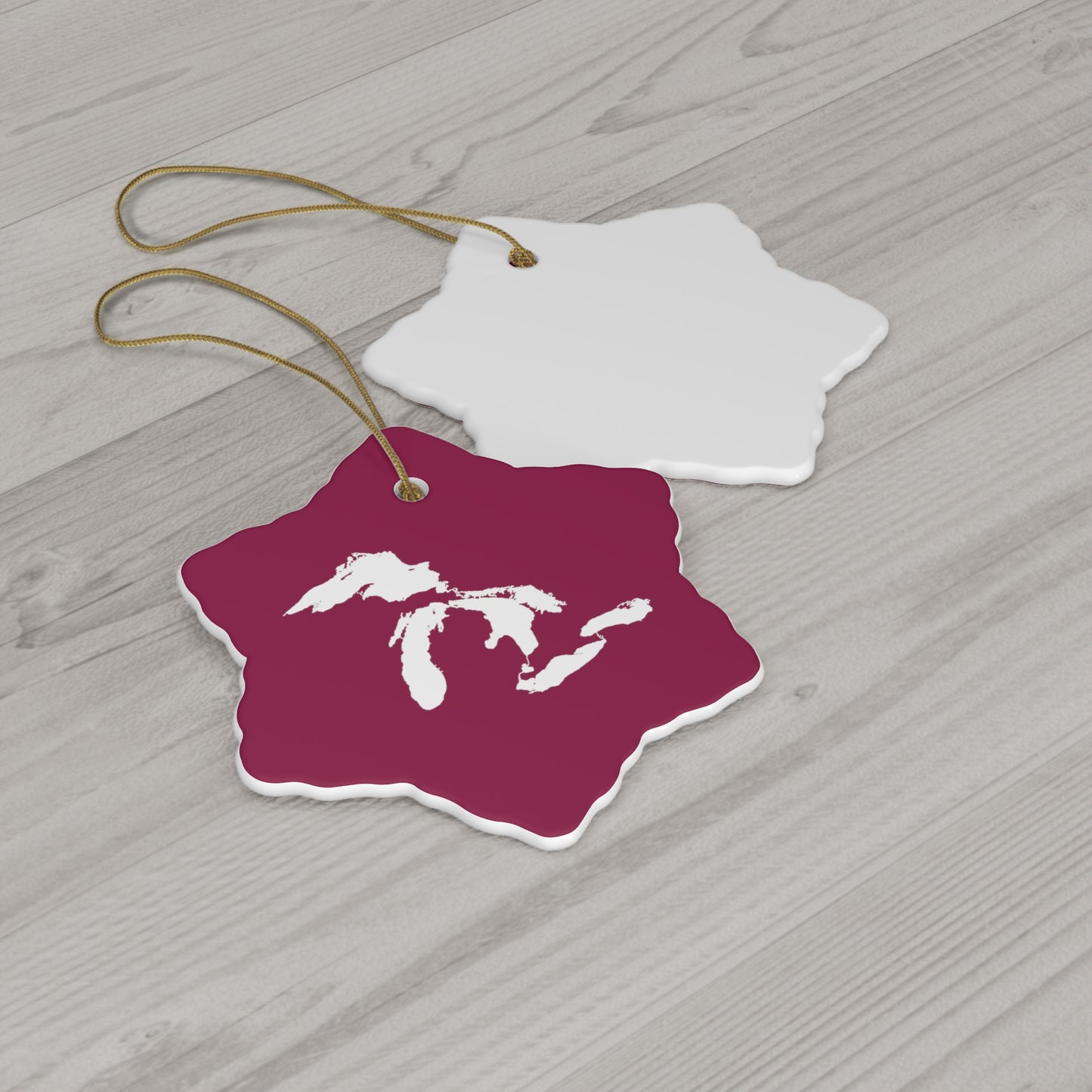 Great Lakes Christmas Ornament (Ruby Red) | Ceramic - 4 Shapes