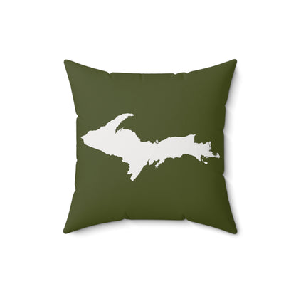 Michigan Upper Peninsula Accent Pillow (w/ UP Outline) | Army Green