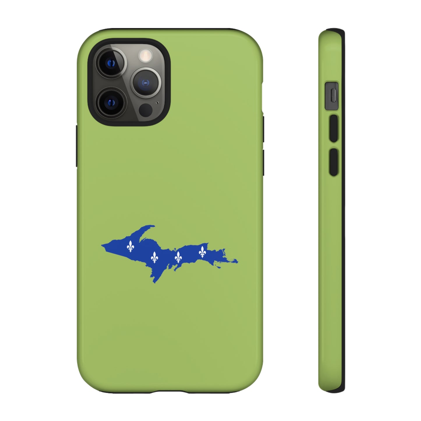 Michigan Upper Peninsula Tough Phone Case (Gooseberry Green w/ UP Quebec Flag Outline) | Apple iPhone