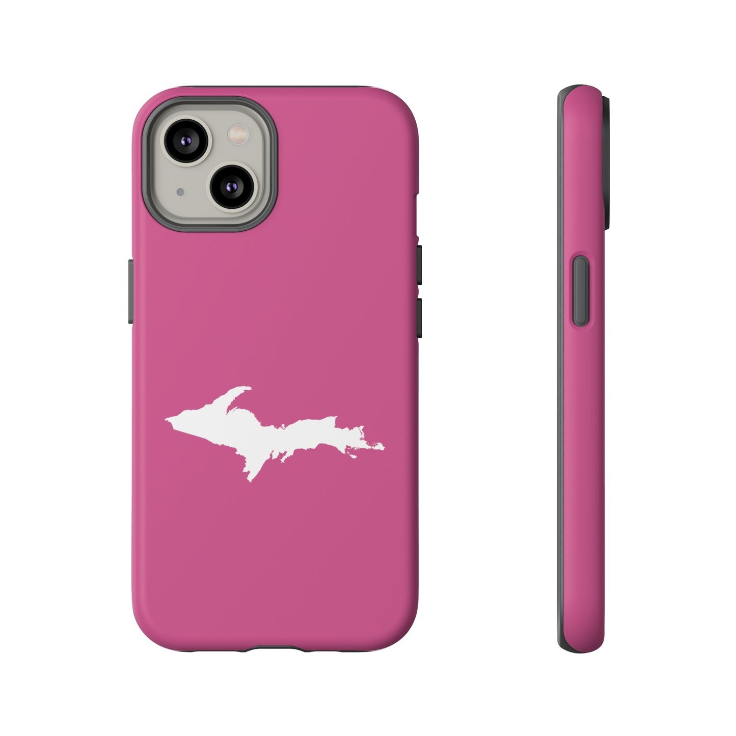 Michigan Upper Peninsula Tough Phone Case (Apple Blossom Pink w/ UP Outline) | Apple iPhone