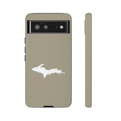 Michigan Upper Peninsula Tough Phone Case (Petoskey Stone Beige w/ UP Outline) | Samsung & Pixel Android