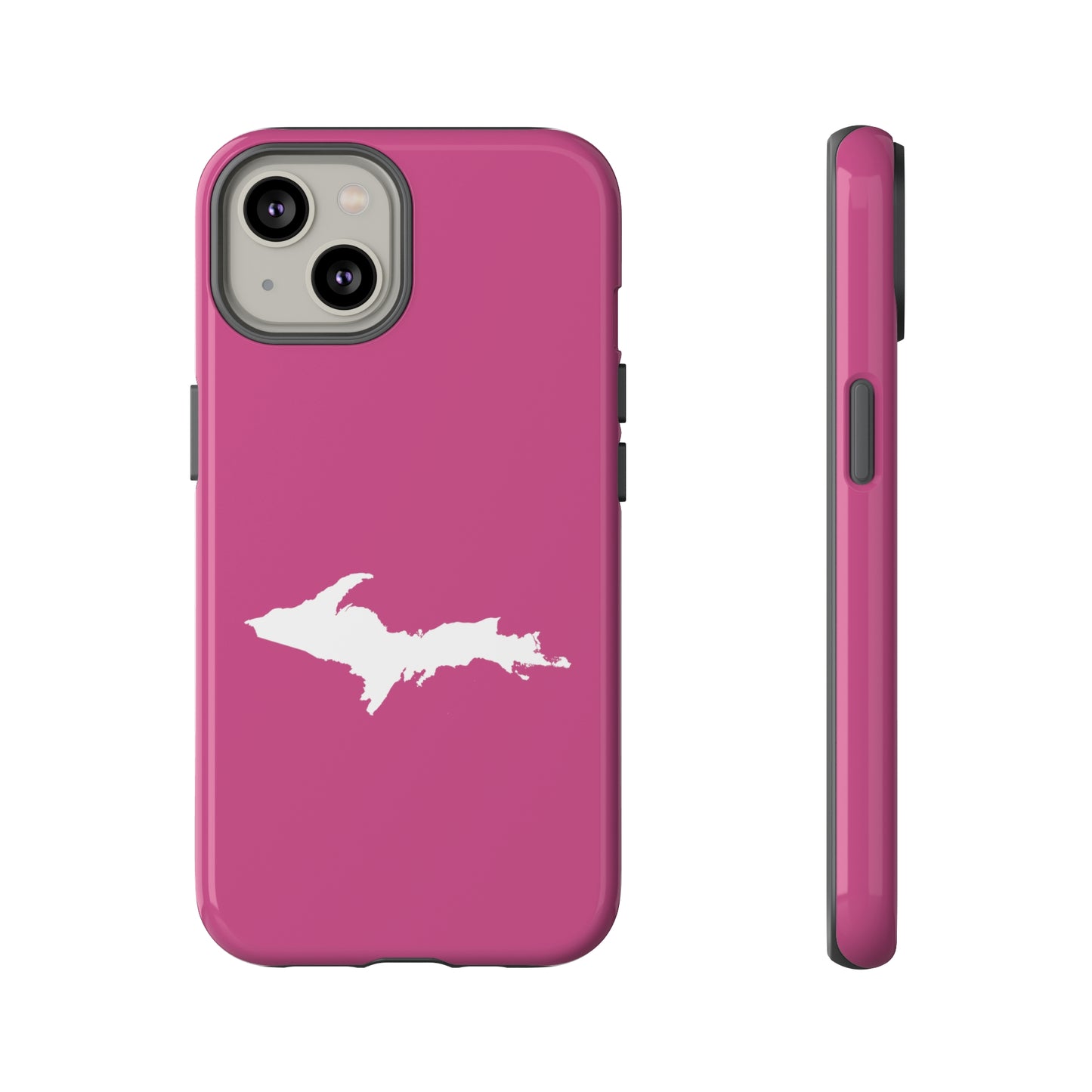 Michigan Upper Peninsula Tough Phone Case (Apple Blossom Pink w/ UP Outline) | Apple iPhone