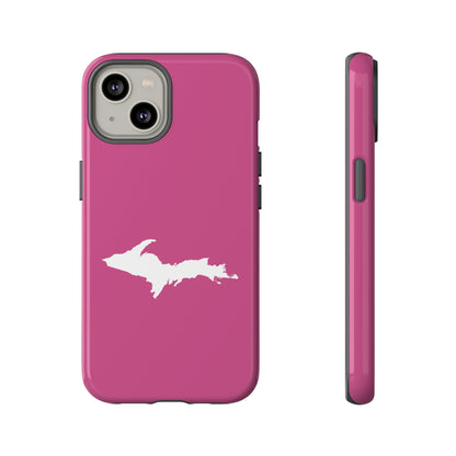 Michigan Upper Peninsula Tough Phone Case (Apple Blossom Pink w/ UP Outline) | Apple iPhone