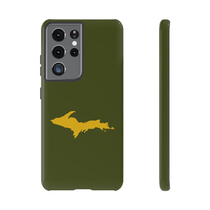 Michigan Upper Peninsula Tough Phone Case (Army Green w/ Gold UP Outline) | Samsung & Pixel Android