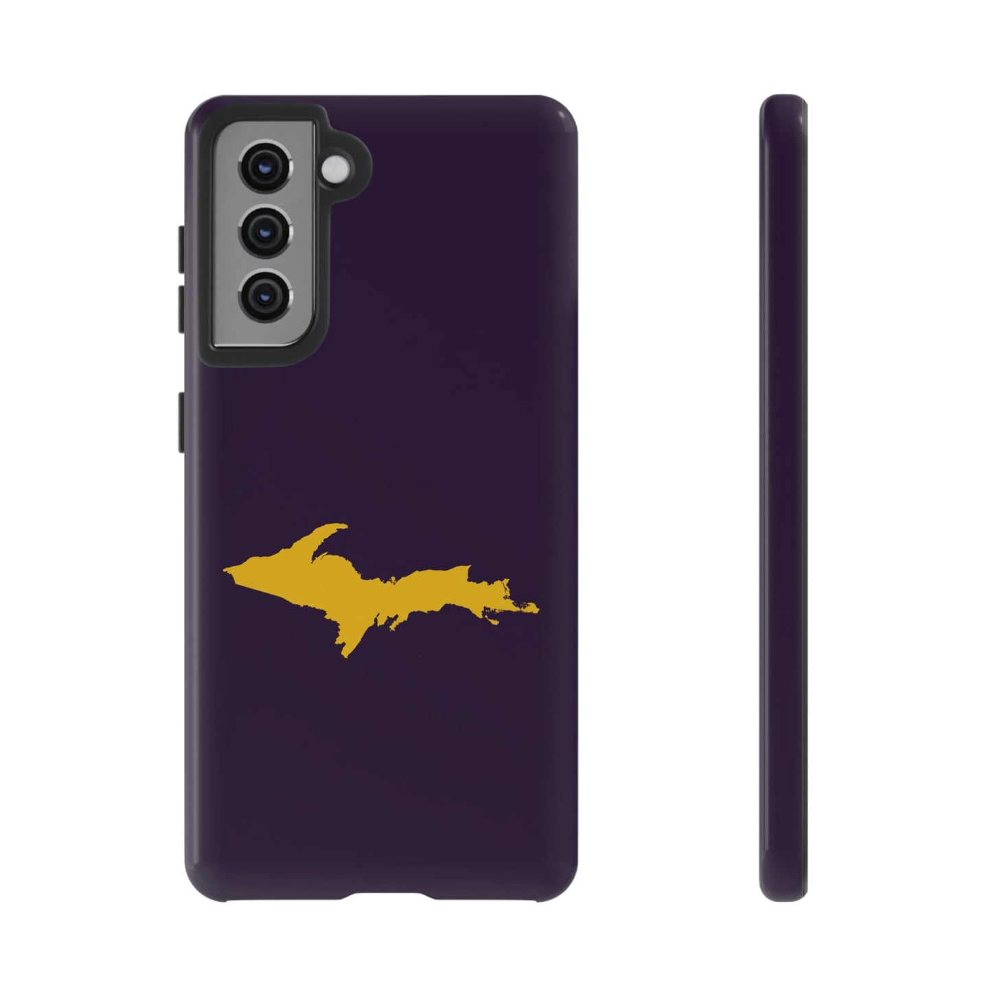 Michigan Upper Peninsula Tough Phone Case (Blackcurrant w/ Gold UP Outline) | Samsung & Pixel Android