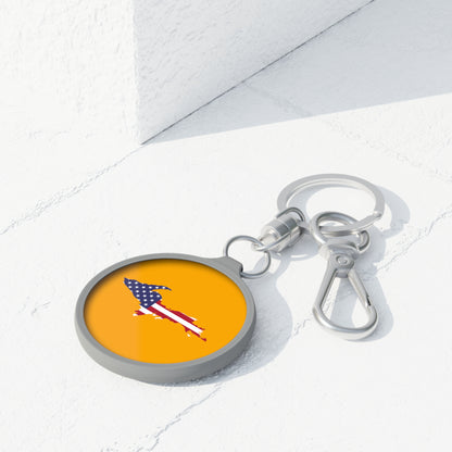 Michigan Upper Peninsula Keyring (w/ UP USA Flag) | Birch Leaf Orange