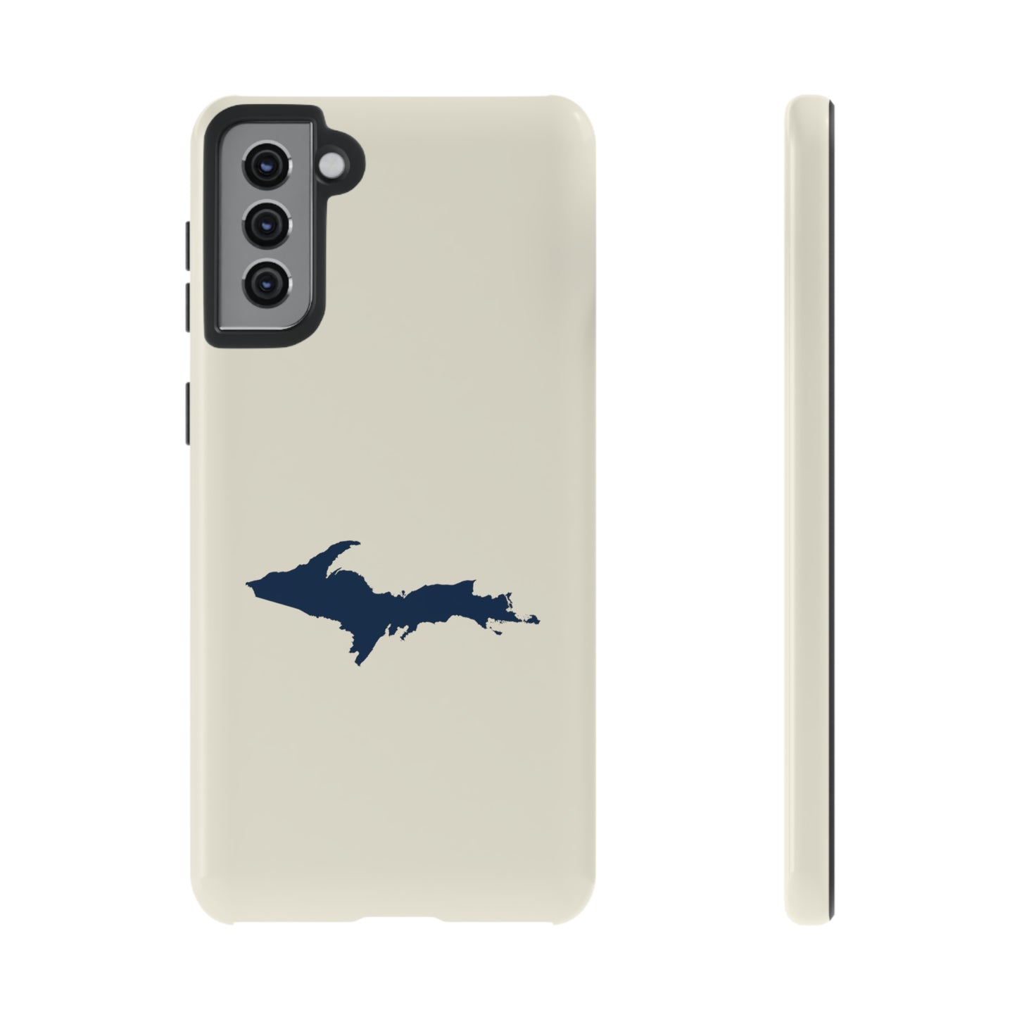 Michigan Upper Peninsula Tough Phone Case (Ivory w/ Navy UP Outline) | Samsung & Pixel Android