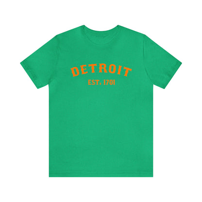 Detroit EST. 1701' T-Shirt (Orange Ballpark Font) | Unisex Standard