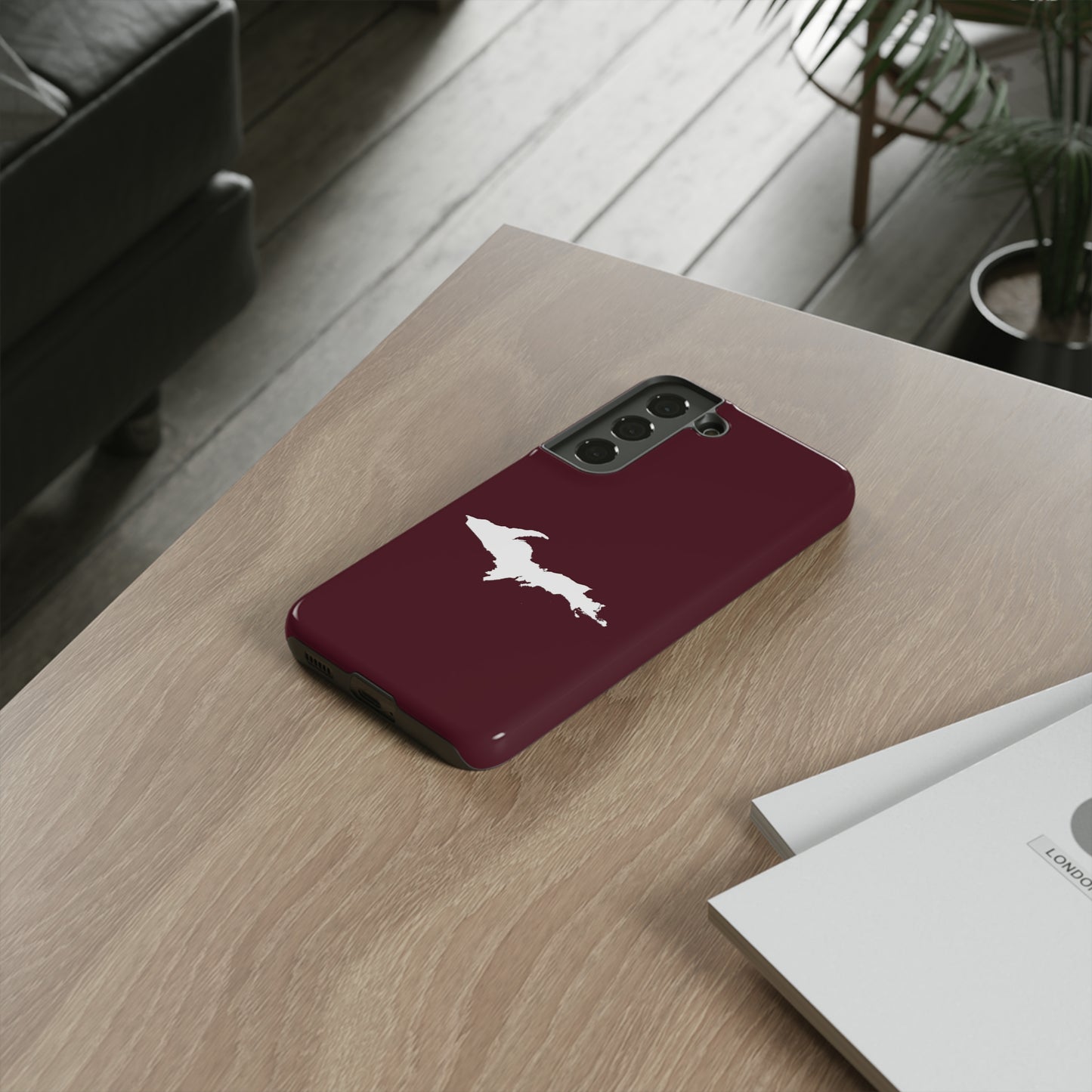 Michigan Upper Peninsula Tough Phone Case (Pinot Red w/ UP Outline) | Samsung & Pixel Android