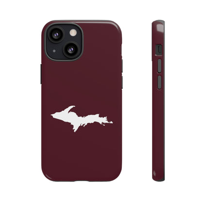 Michigan Upper Peninsula Tough Phone Case (Old Mission Burgundy w/ UP Outline) | Apple iPhone