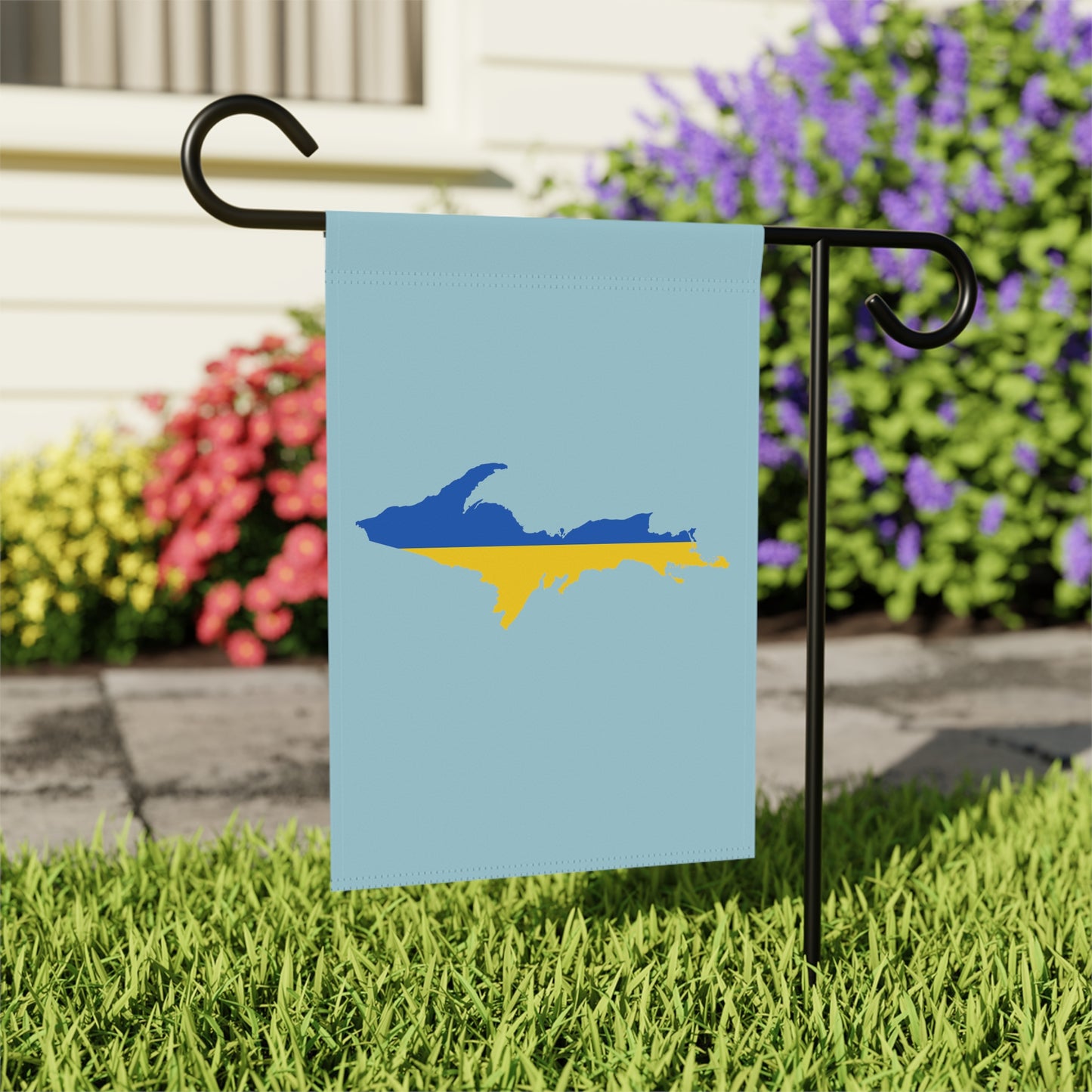 Michigan Upper Peninsula Home & Garden Flag (w/ UP Ukraine Flag) | '58 Caddie Blue