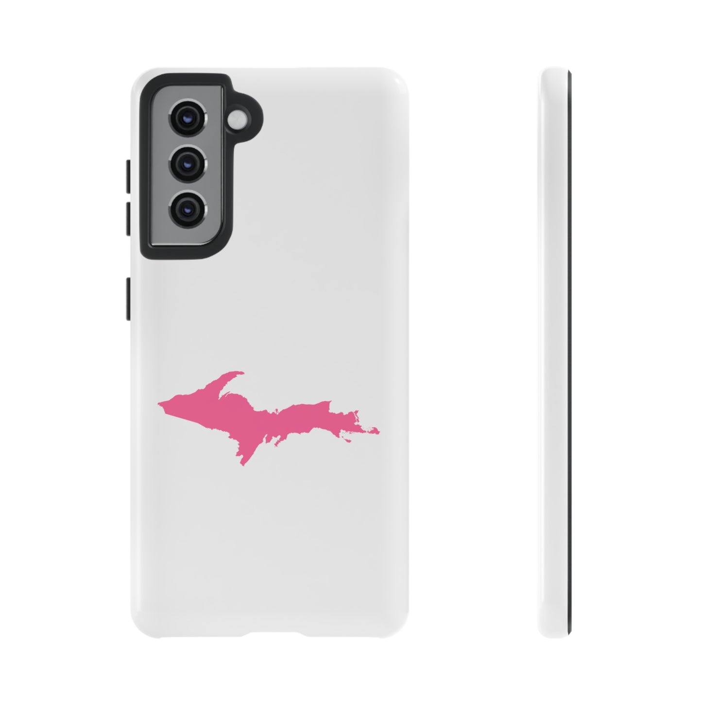 Michigan Upper Peninsula Tough Phone Case (w/ Pink UP Flag Outline) | Samsung & Pixel Android