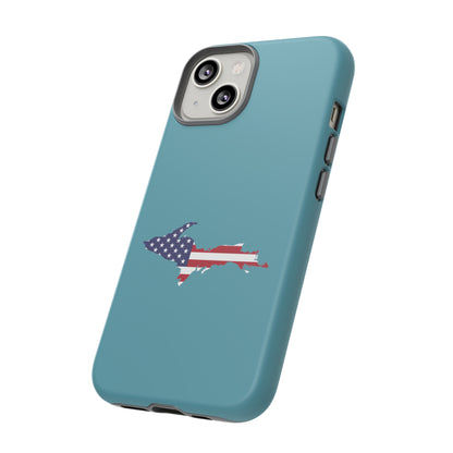 Michigan Upper Peninsula Tough Phone Case (Lake Huron Blue w/ UP USA Flag Outline) | Apple iPhone