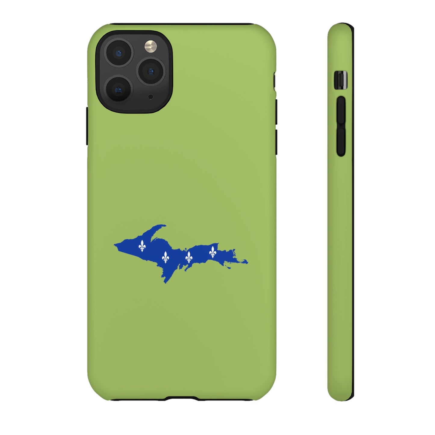 Michigan Upper Peninsula Tough Phone Case (Gooseberry Green w/ UP Quebec Flag Outline) | Apple iPhone