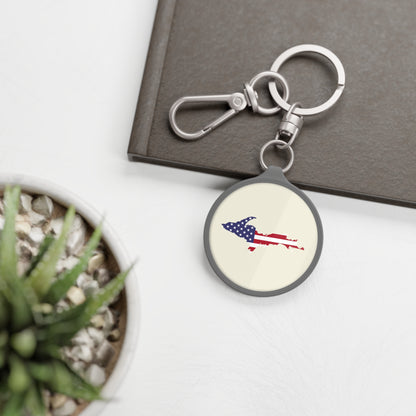 Michigan Upper Peninsula Keyring (w/ UP USA Flag) | Ivory White