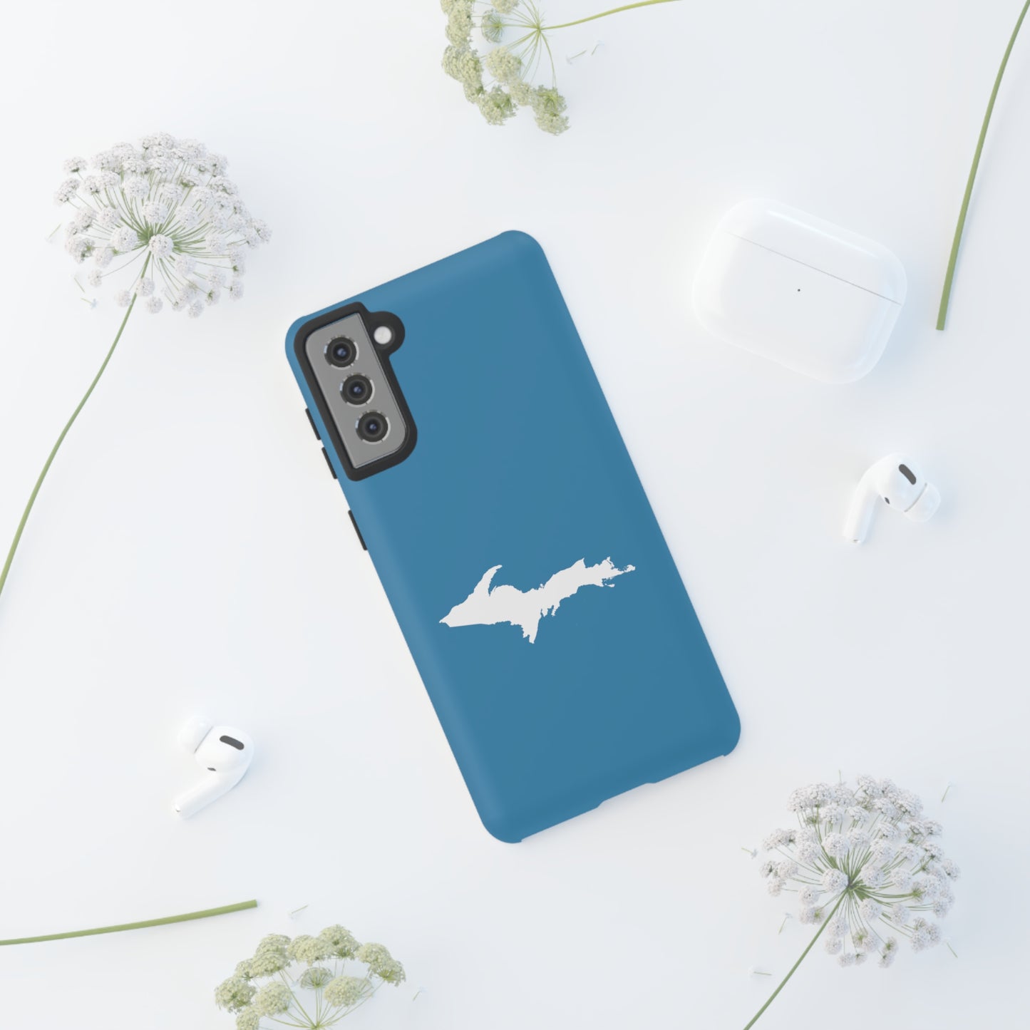 Michigan Upper Peninsula Tough Phone Case (Lake Michigan Blue w/ UP Outline) | Samsung & Pixel Android