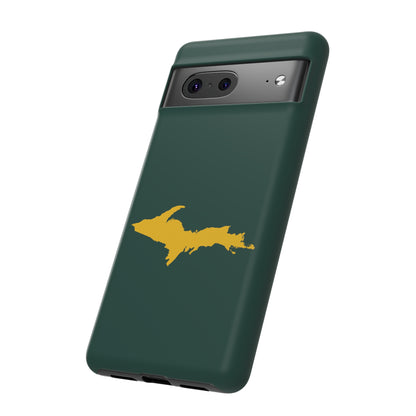 Michigan Upper Peninsula Tough Phone Case (Green w/ Gold UP Outline) | Samsung & Pixel Android