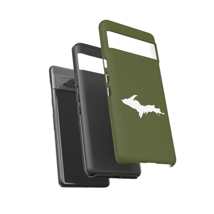 Michigan Upper Peninsula Tough Phone Case (Army Green w/ UP Outline) | Samsung & Pixel Android