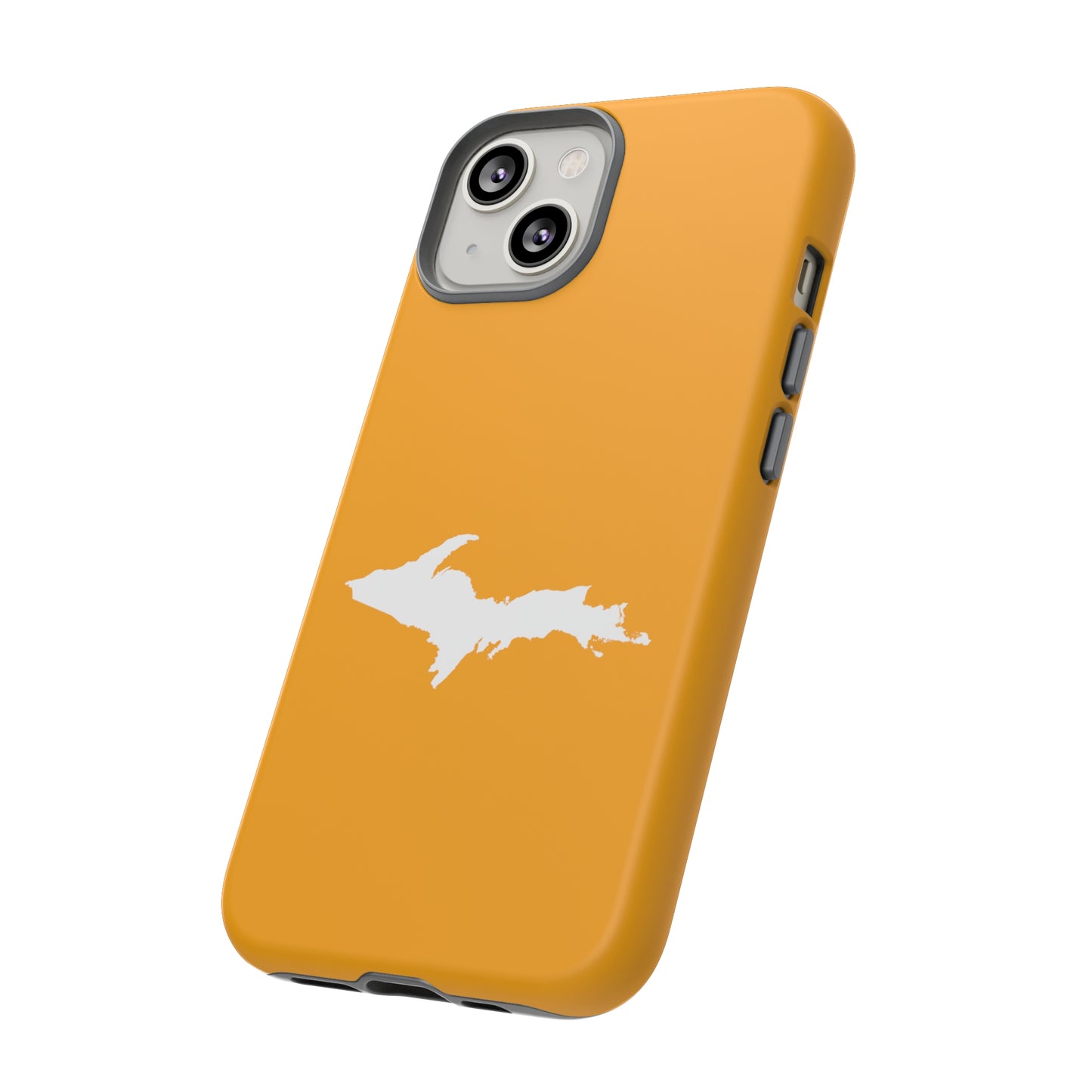 Michigan Upper Peninsula Tough Phone Case (Autumn Birch Leaf Color w/ UP Outline) | Apple iPhone