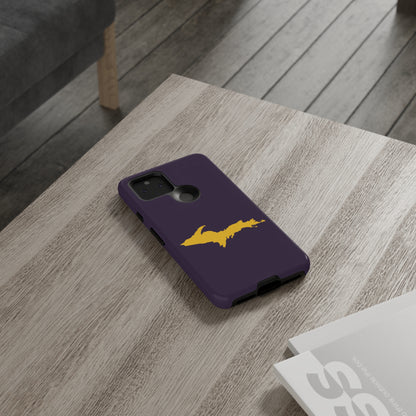 Michigan Upper Peninsula Tough Phone Case (Blackcurrant w/ Gold UP Outline) | Samsung & Pixel Android