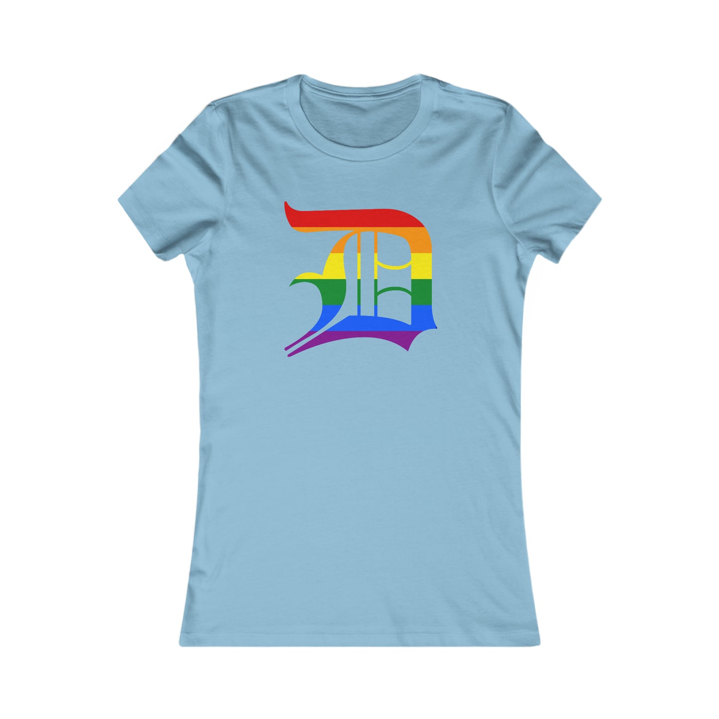 Detroit 'Old English D' T-Shirt (Rainbow Pride Edition) | Women's Slim Fit