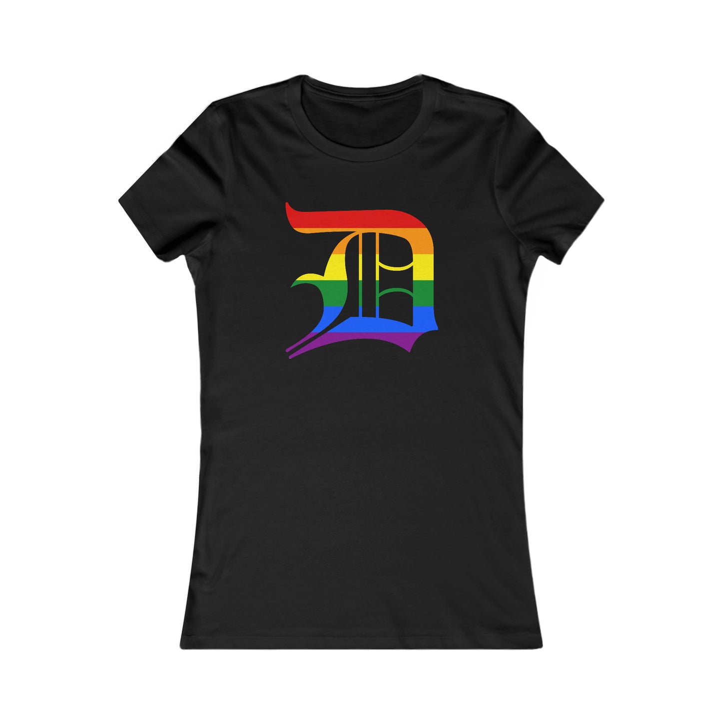 Detroit 'Old English D' T-Shirt (Rainbow Pride Edition) | Women's Slim Fit