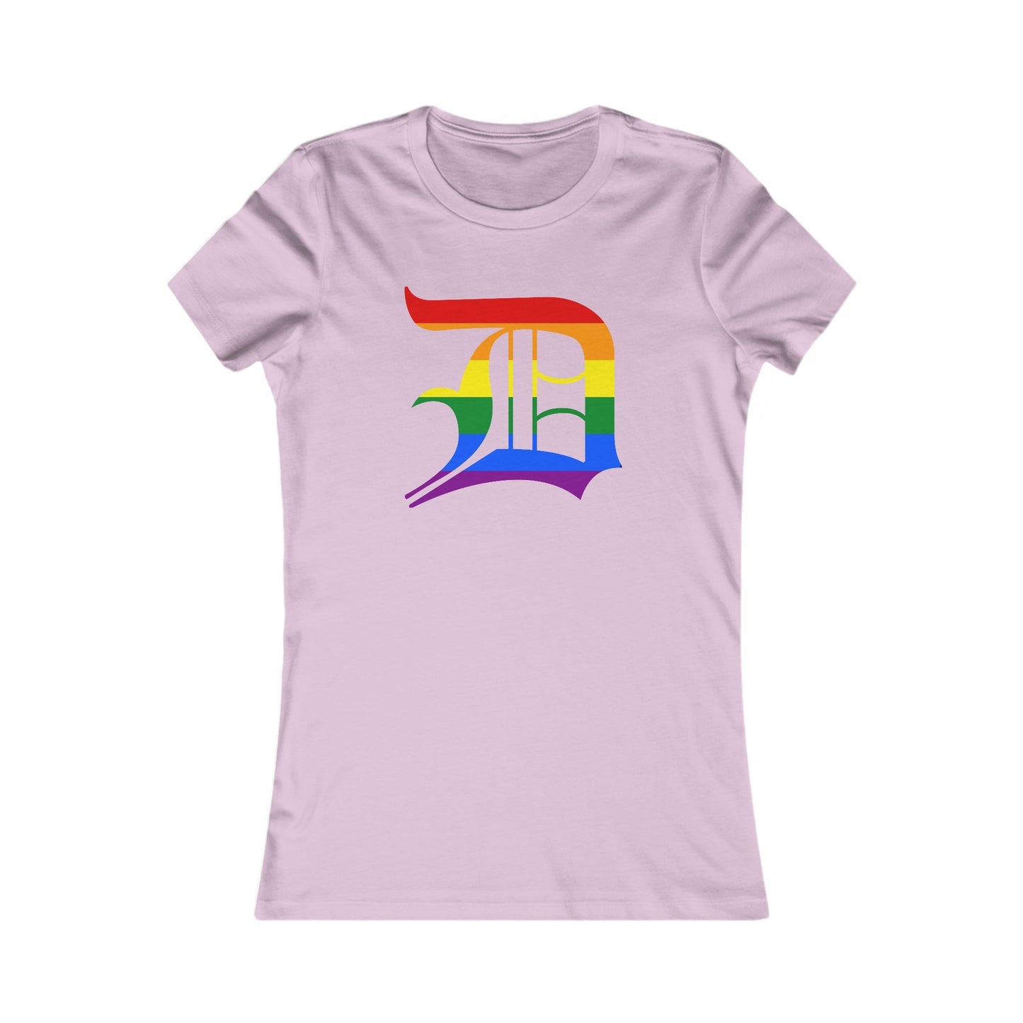 Detroit 'Old English D' T-Shirt (Rainbow Pride Edition) | Women's Slim Fit