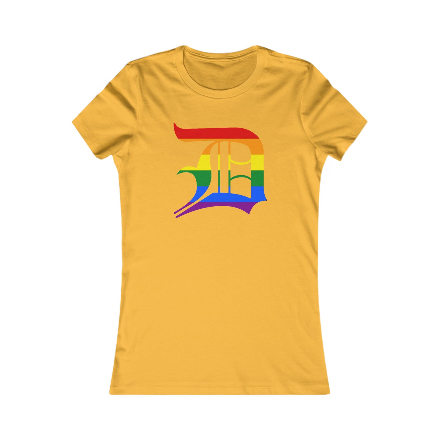 Detroit 'Old English D' T-Shirt (Rainbow Pride Edition) | Women's Slim Fit