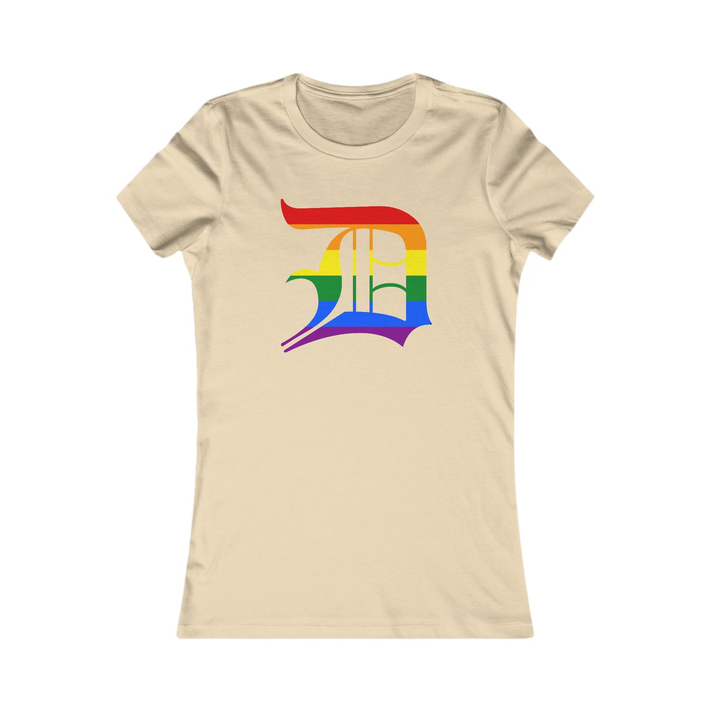 Detroit 'Old English D' T-Shirt (Rainbow Pride Edition) | Women's Slim Fit