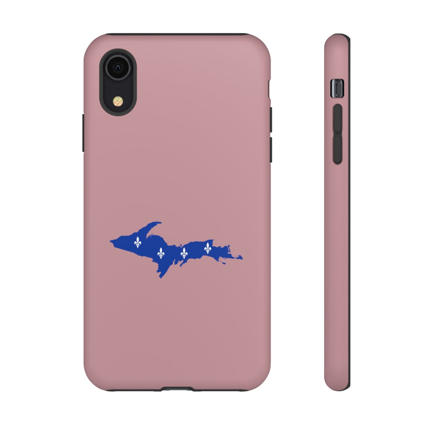 Michigan Upper Peninsula Tough Phone Case (Cherry Blossom Pink w/ UP Quebec Flag Outline) | Apple iPhone