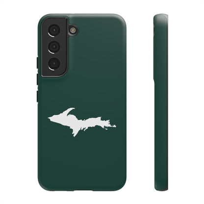 Michigan Upper Peninsula Tough Phone Case (Green w/ White UP Outline) | Samsung & Pixel Android