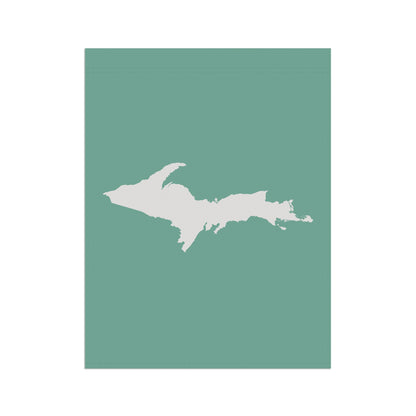 Michigan Upper Peninsula Home & Garden Flag (w/ UP Outline) | Metallic Mint Green