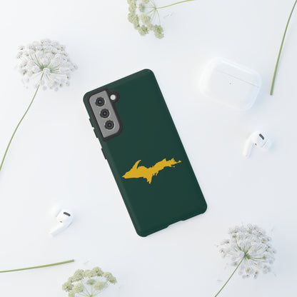 Michigan Upper Peninsula Tough Phone Case (Green w/ Gold UP Outline) | Samsung & Pixel Android