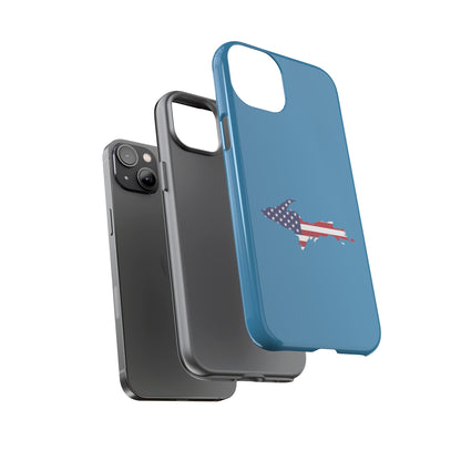 Michigan Upper Peninsula Tough Phone Case (Lake Michigan Blue w/ UP USA Flag Outline) | Apple iPhone