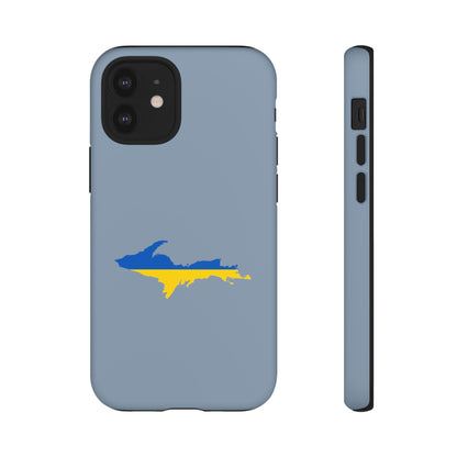 Michigan Upper Peninsula Tough Phone Case (B-24 Liberator Grey w/ UP Ukraine Flag Outline) | Apple iPhone