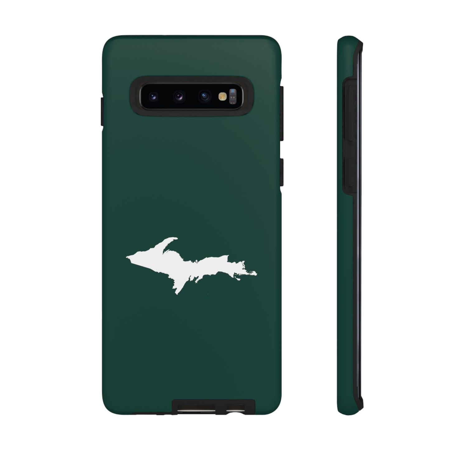 Michigan Upper Peninsula Tough Phone Case (Green w/ White UP Outline) | Samsung & Pixel Android