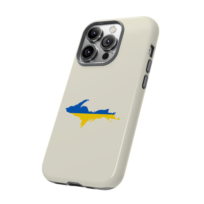 Michigan Upper Peninsula Tough Phone Case (Ivory Color w/ UP Ukraine Flag Outline) | Apple iPhone