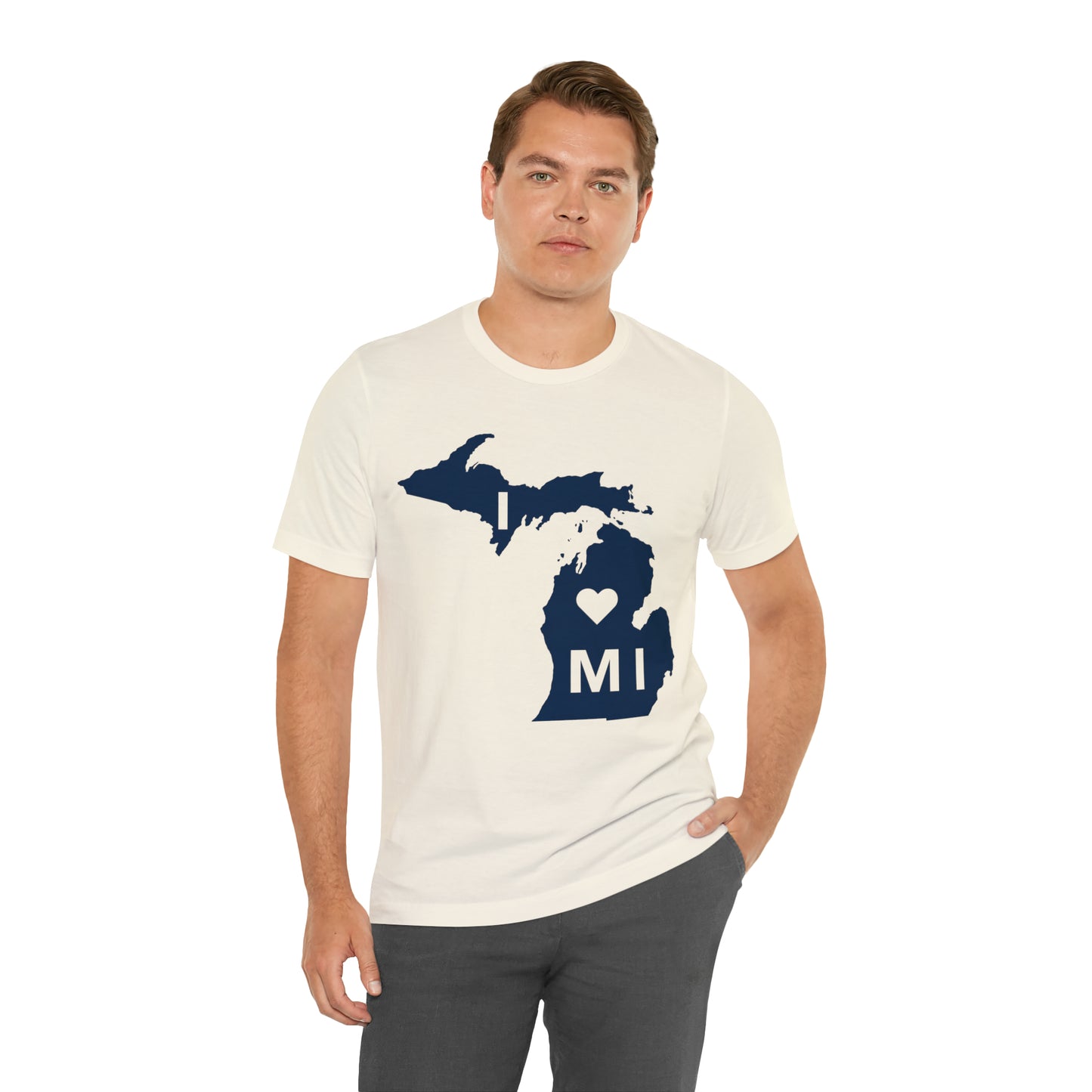 'I ❤️ MI' T-Shirt (w/ Full MI Outline) | Unisex Standard Fit