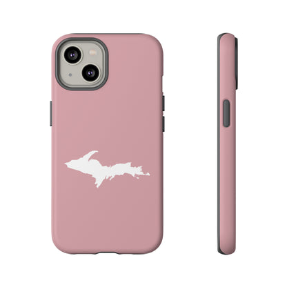 Michigan Upper Peninsula Tough Phone Case (Cherry Blossom Pink w/ UP Outline) | Apple iPhone