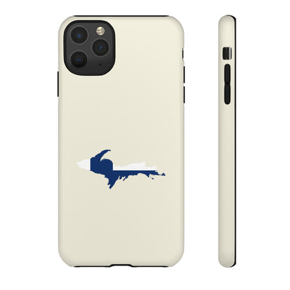 Michigan Upper Peninsula Tough Phone Case (Ivory Color w/ UP Finland Flag Outline) | Apple iPhone