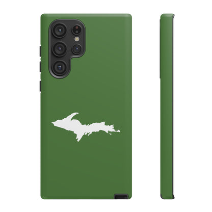 Michigan Upper Peninsula Tough Phone Case (Pine Green w/ UP Outline) | Samsung & Pixel Android