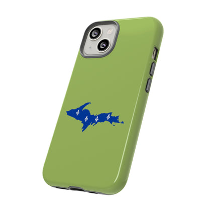 Michigan Upper Peninsula Tough Phone Case (Gooseberry Green w/ UP Quebec Flag Outline) | Apple iPhone