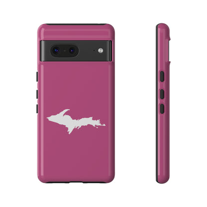 Michigan Upper Peninsula Tough Phone Case (Apple Blossom Pink w/ UP Outline) | Samsung & Pixel Android