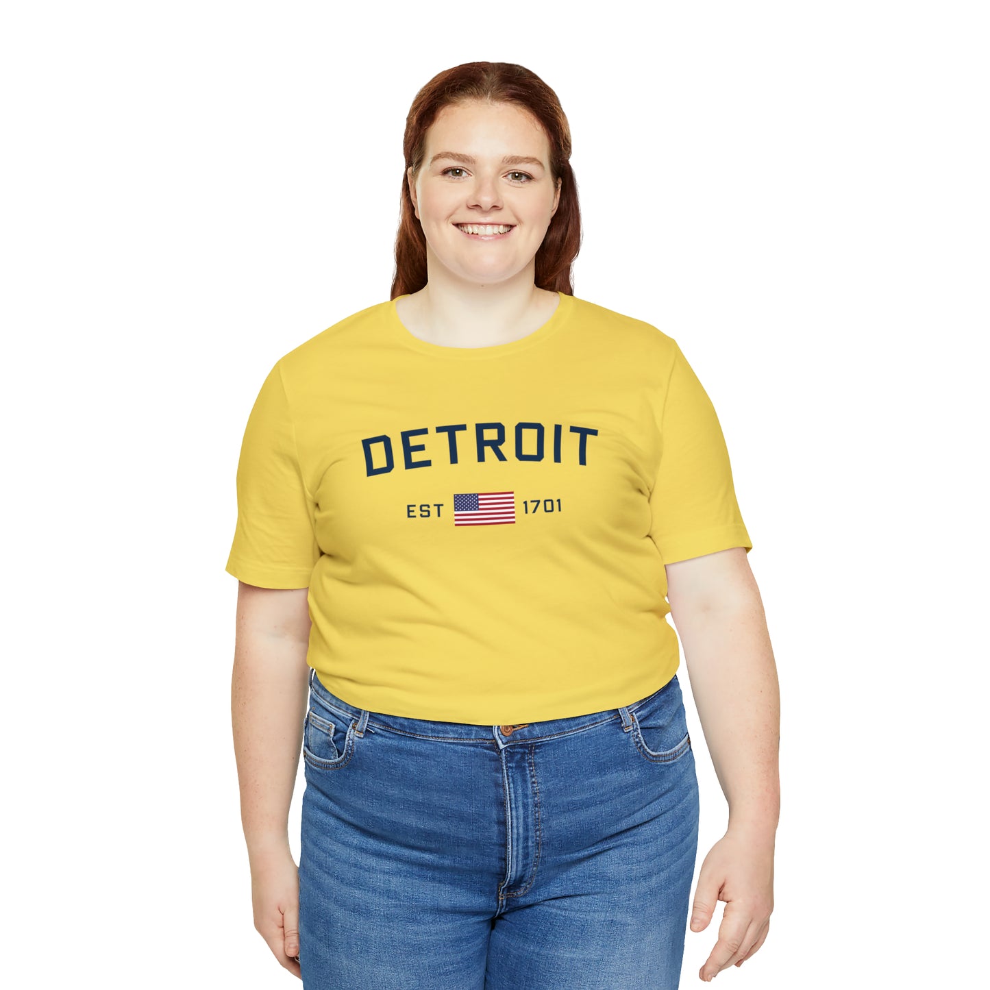 'Detroit EST 1701' T-Shirt (w/ USA Flag Outline) | Unisex Standard Fit