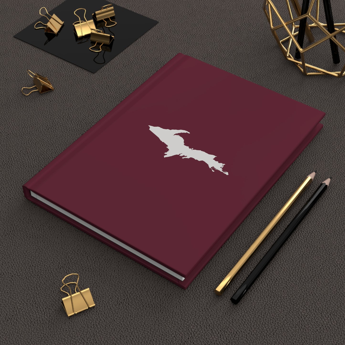 Michigan Upper Peninsula Hardcover Journal (Old Mission Burgundy w/ UP Outline) | Ruled - 150pgs