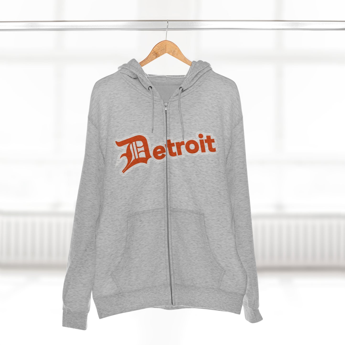 'Detroit' Hoodie (Maple Leaf Orange w/ Old English 'D') | Unisex Full Zip