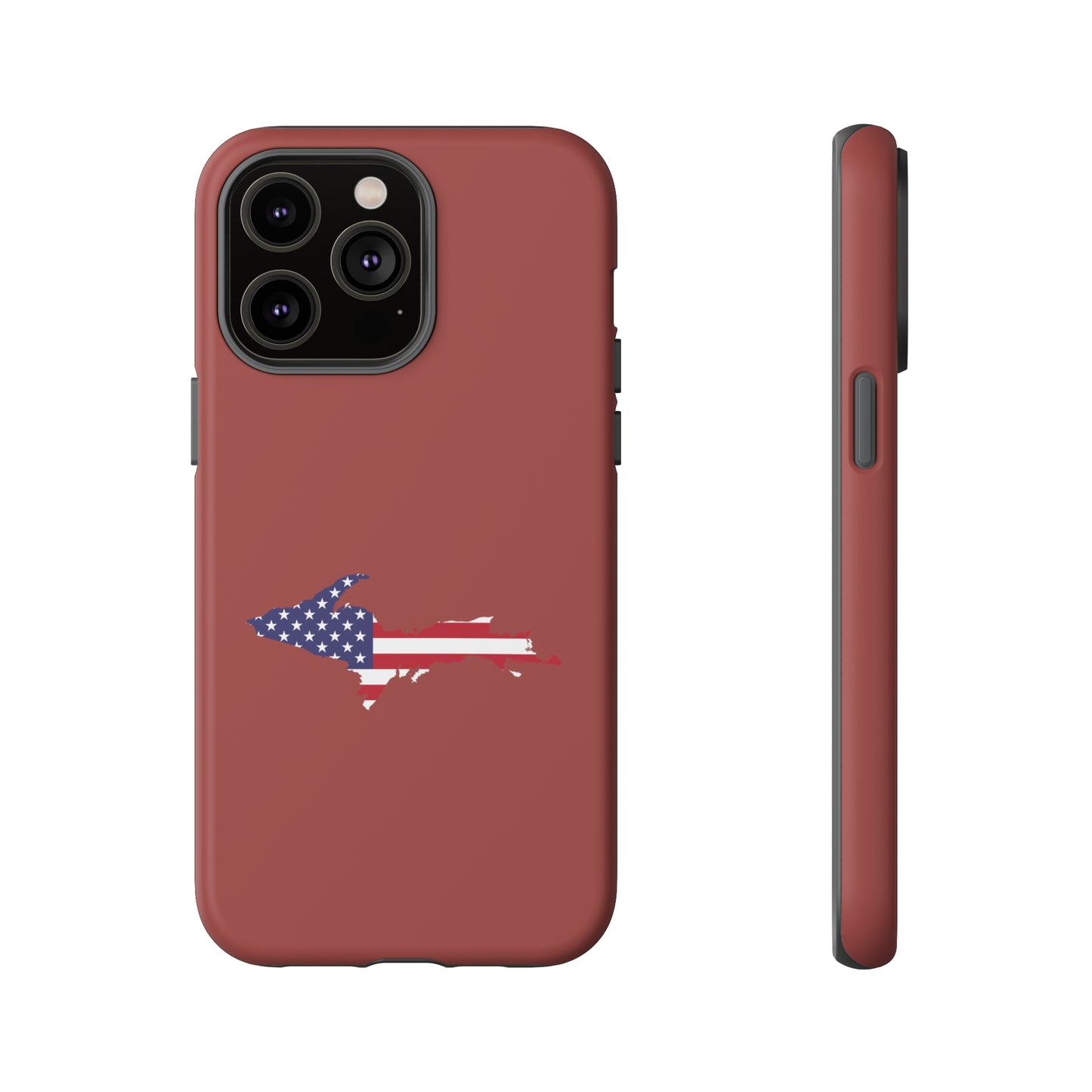 Michigan Upper Peninsula Tough Phone Case (Ore Dock Red w/ UP USA Flag Outline) | Apple iPhone