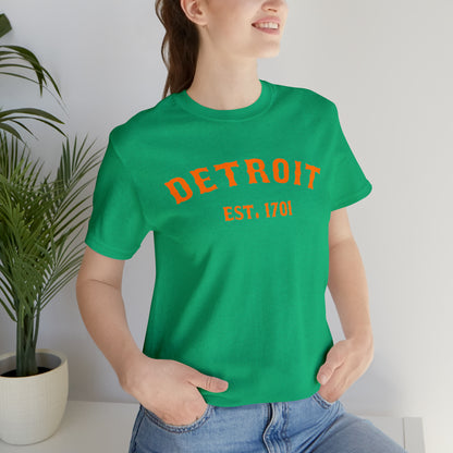 Detroit EST. 1701' T-Shirt (Orange Ballpark Font) | Unisex Standard